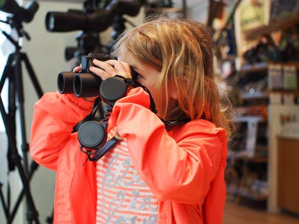 Ijsvogel verrekijker die wordt gebruikt door een kind