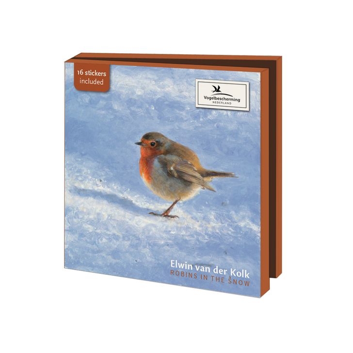 Wenskaartenset Roodborstjes in de sneeuw - Elwin van der Kolk