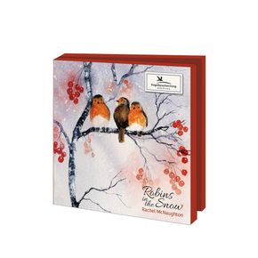 Wenskaartenset roodborstjes in de sneeuw - Rachel McNaughton